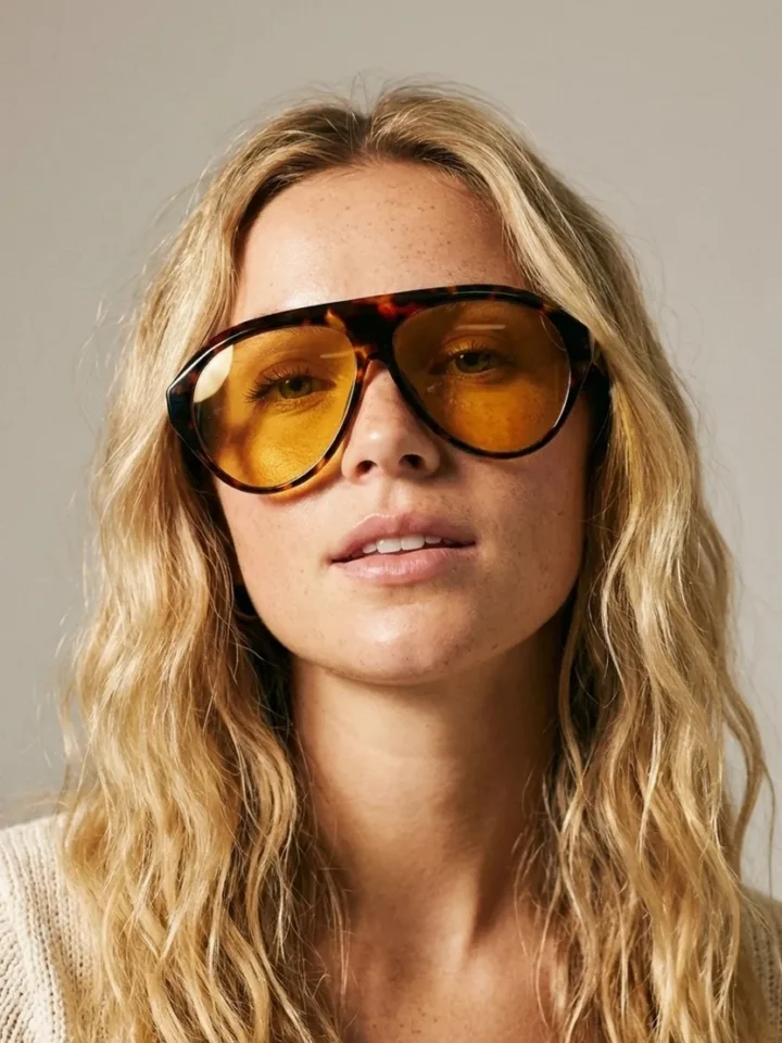 Q2 päikeseprillid Tortoise Brown Aviator Orange